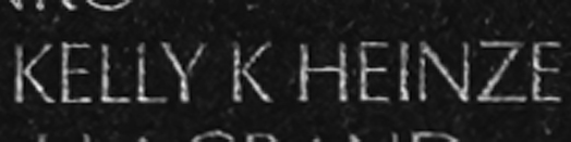 Staff Sergeant Kelly Karl Heinze's name inscribed on The Wall.